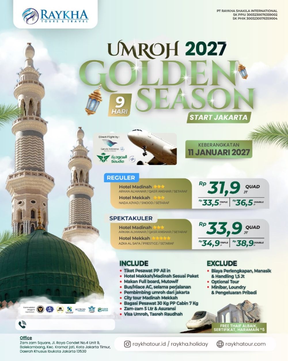 Paket Umroh Golden Season 2027 (9 Hari)
