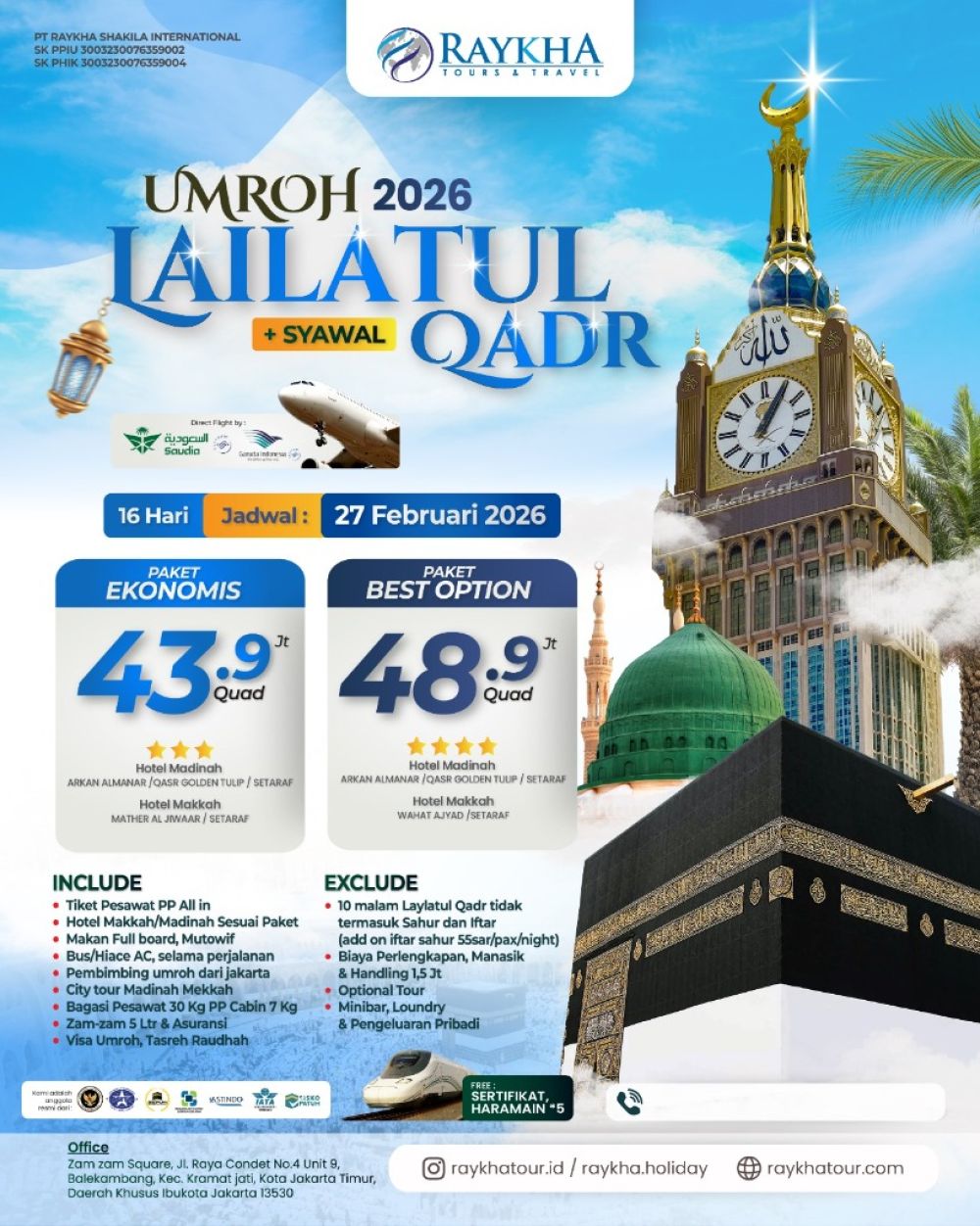 Paket Umroh Lailatul Qadr + Syawal 2026