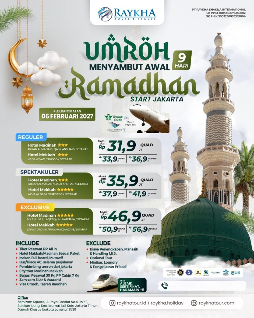 Paket Umroh Menyambut Awal Ramadhan 2027 (9 Hari)