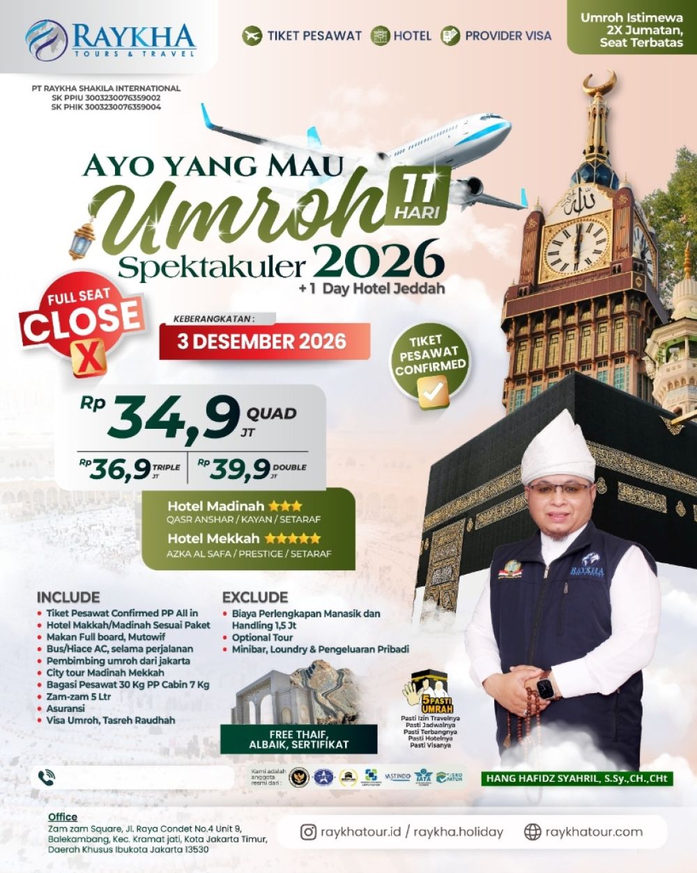 Paket Umroh Spektakuler 2026 (11 Hari + 1 Day Hotel Jeddah)